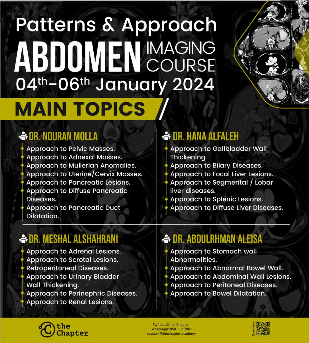 the_Chapter_'s tweet image. Exciting News! Join us at #theChapter for the exclusive "Patterns &amp;amp; Approach Abdomen Imaging Course" on Jan 4-6, 2024. Dive into Stomach Wall Abnormalities, Liver Lesions &amp;amp; more. Elevate your expertise! Limited seats available - secure yours now!
bit.ly/3SLUenB