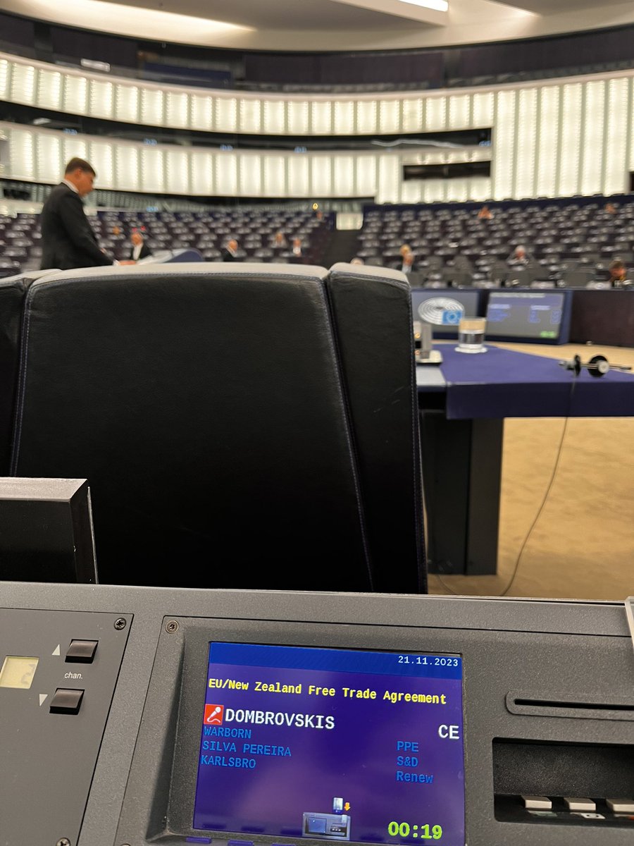 EU and New Zealand are likeminded partners. Our free trade agreement places sustainability at its heart. I am honoured to present it to the @Europarl_EN plenary today. Keeping my fingers crossed for tomorrow’s vote 🤞🏻 My speech at the EP plenary 👉🏻 europa.eu/!Xbmw8X