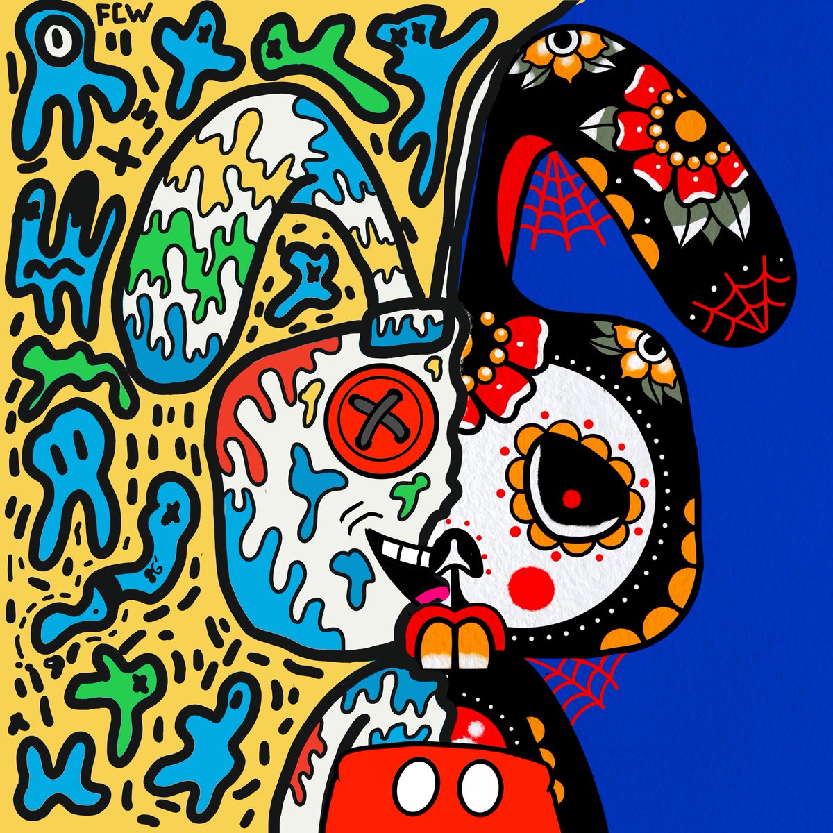ARTBYODC's tweet photo. GM GM GM
Good morning! 🌅 When two worlds collide in collaboration with @Vickilicious10, you get the ultimate mix of styles - a cute, creepy, and breezy bunny! 🐰🌬️👻 #TwoWorldsCollide #ArtisticFusion #CuteCreepyBreezy #NFTArts https://t.co/4CPQ8jDNTJ