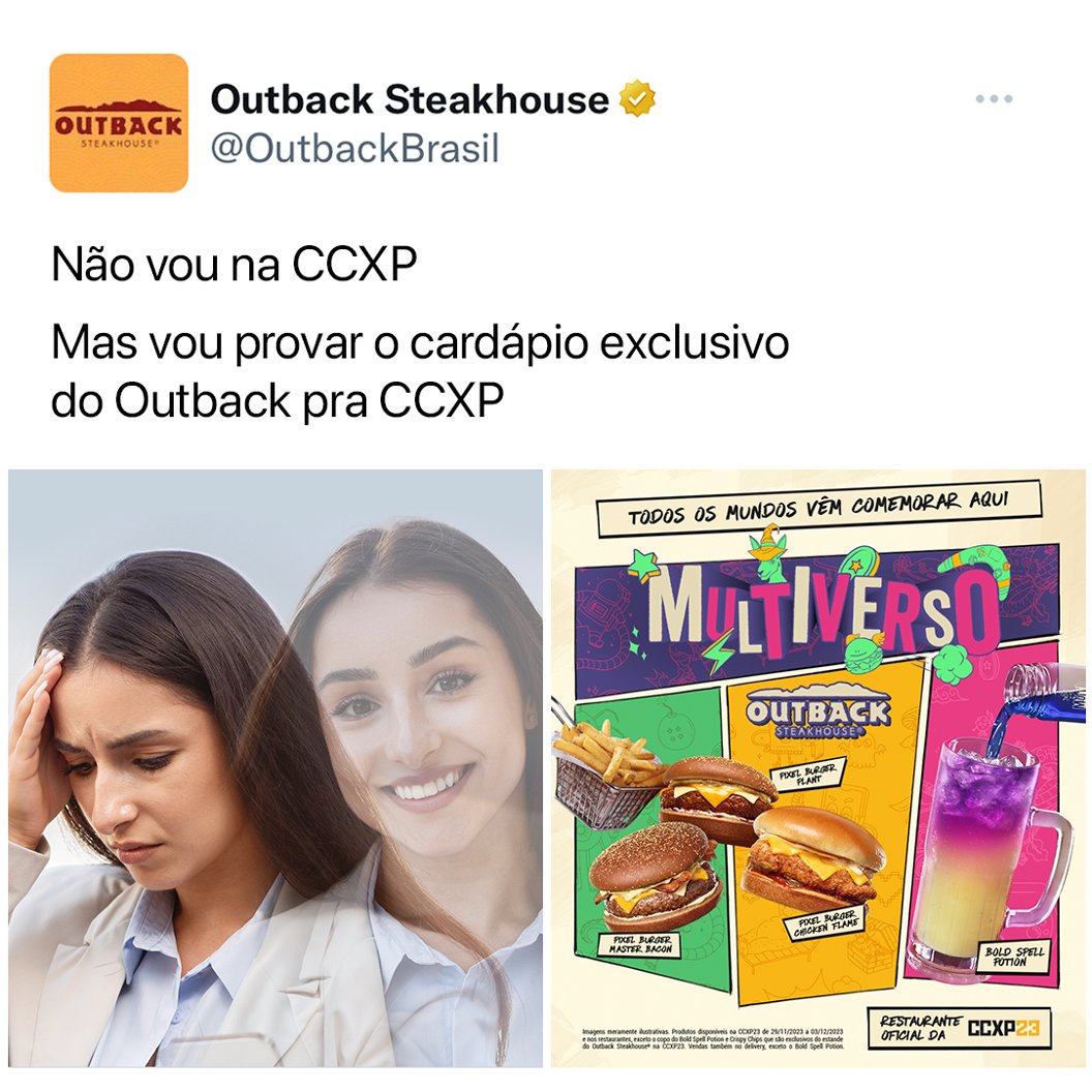 OutbackBrasil's tweet photo. 😌 Agora você pode aproveitar nosso cardápio exclusivo da #CCXP23 em todos os Outbacks do Brasil. Encontre o Outback mais próximo no link. 👇#OutbackNaCCXP https://t.co/5bu3oLSj0j