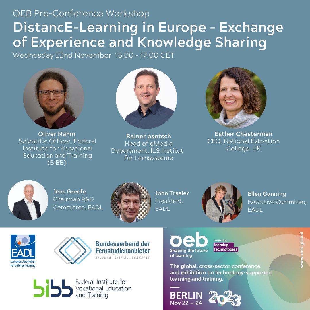 EADL (@myeadl) on Twitter photo Heading to the <a href="/oebconference/">OEB Conference</a> in Berlin this week?
There are still spaces in our free pre-conference workshop tomorrow (Wednesday 22nd November) from 2pm.
oeb.global/programme/agen…
#oeb2023 #oebconference #Berlin Heading to the <a href="/oebconference/">OEB Conference</a> in Berlin this week?
There are still spaces in our free pre-conference workshop tomorrow (Wednesday 22nd November) from 2pm.
oeb.global/programme/agen…
#oeb2023 #oebconference #Berlin