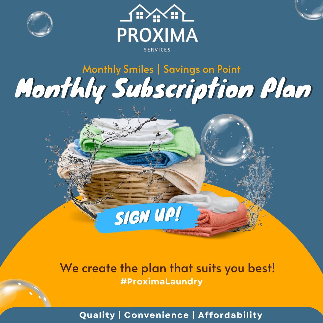 ProximaServices's tweet photo. Laundry made easy, savings made stylish! 
Message us to get started on a personalized monthly subscription plan, only for you.
#Gambia #ProximaServices #LaundryService #ProximaLaundry https://t.co/YXXvKgPqMF