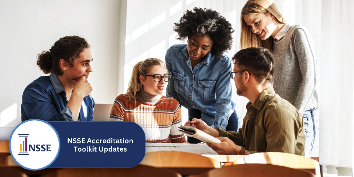 NSSEsurvey's tweet photo. Many NSSE-participating institutions share their results with accreditation agencies, so our staff maintains Accreditation Toolkits to aid in the endeavor.

Notes on recent updates + thoughts on equity and engagement, from @JillianKinzie and associates: https://t.co/p7e0OmdBTP https://t.co/MgKuoDvJIN