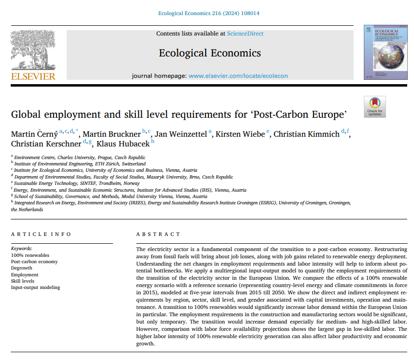Watsononly01's tweet photo. 📢 A new paper @MartinBruckner co-authored explores how European energy transition may affect labor demand:
💼 Shifting to 100% renewables would mean more jobs, especially within the EU.
To know more: https://t.co/4YO9w0V3LH

#EnergyTransition #JobImpact #RenewableEnergyToken https://t.co/706upWBJtr
