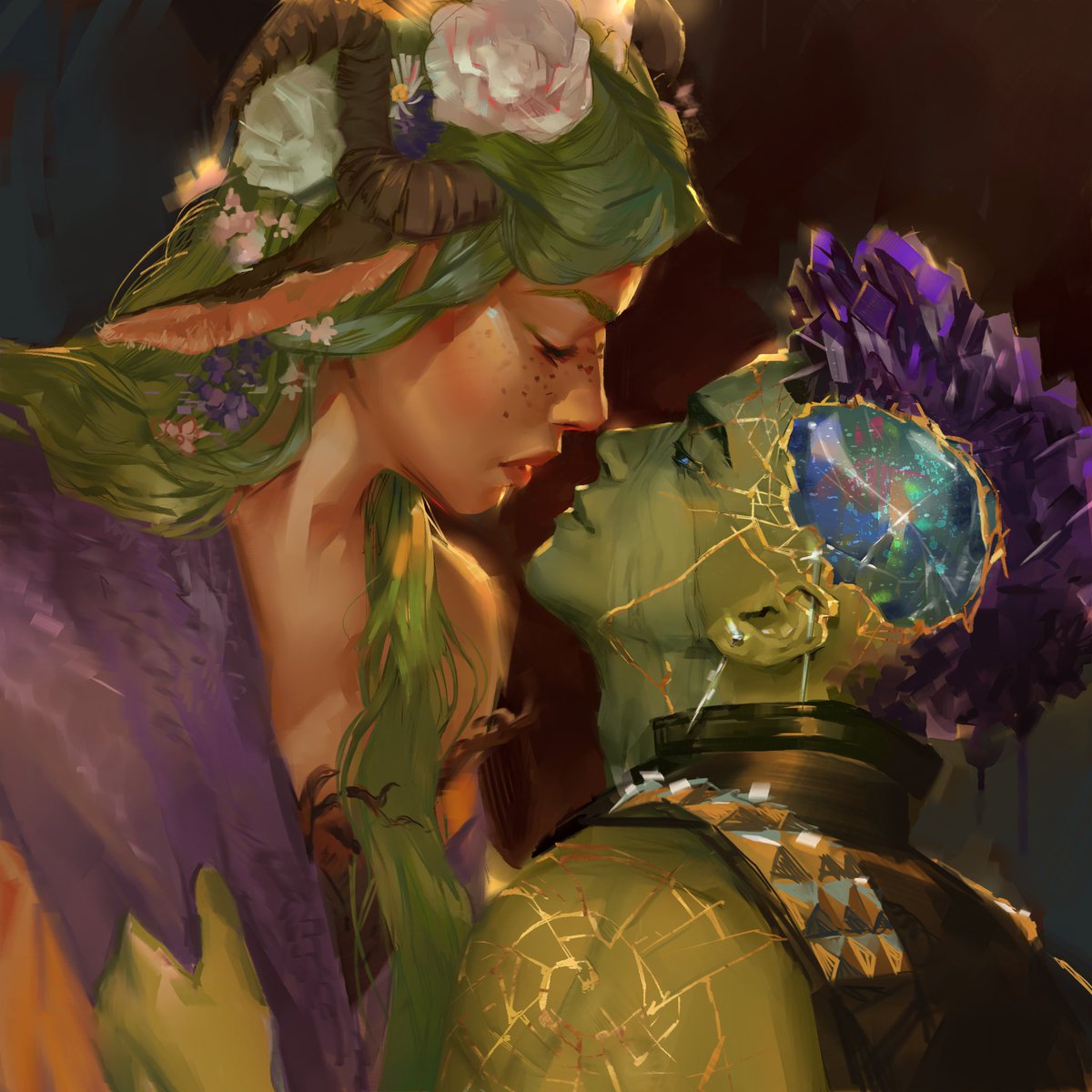"And then I give her a big ol' kiss."  EXQUEEZE ME SIR YOU WHAT. I just had to paint it lol.
<a href="/CriticalRole/">Critical Role</a> <a href="/CritRoleArtBot/">Critical Role Art Bot</a> #CriticalRoleArt #Fanart #crfanart #FearneCalloway