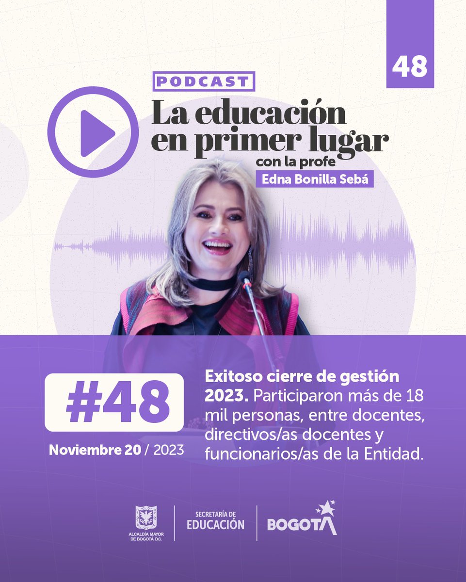 EdnaBonillaSeba's tweet image. 🟠Cierre de gestión, empalme con la nueva administración, encuentro de nuestro #ProgramaECO y muchas más noticias de @Educacionbogota ya las pueden encontrar en el nuevo episodio de nuestro podcast #LaEducaciónEnPrimerLugar.

🔊Escúchenlo ahora: youtu.be/p5cQqkjxTFI