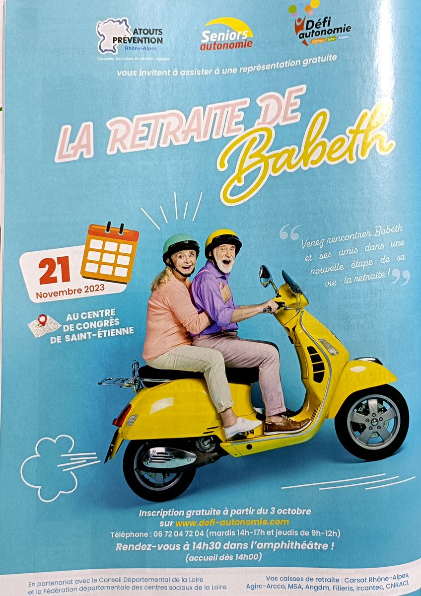 🎭 Lever de rideaux sur le spectacle "La retraite de Babeth" proposé par les caisses de retraite <a href="/AtoutsPrev_RA/">Atouts Prévention Rhône-Alpes</a> &amp; <a href="/Defi_autonomie/">Defi_autonomie</a>. Nombreux sont les retraités présents pour cette représentation qui permet de parler d'avancée en âge de manière ludique et humoristique.