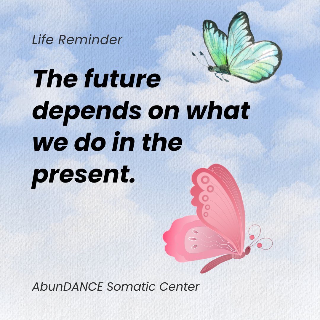 We cannot change the past. We can learn from it. The present moment is where can make choices to change the future. Remain present. 

#abundancesomaticcenter #inspiration #inspirational #inspirationalwords #mentalhealth #presentmoment #presentmomentawareness #presentmoment