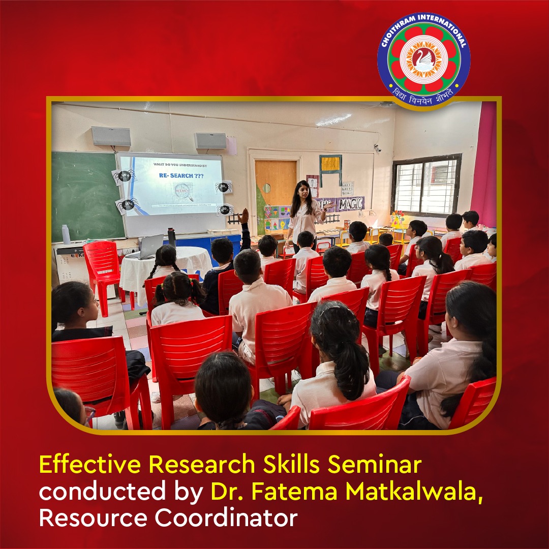 ChoithramIB's tweet photo. Admission Open 2024-2025 

A special lecture on Research Skills was taken by Dr. Fatema Matkalwala, Resource Coordinator. She delivered an insightful lecture on effective research skills, covering topics such as resource identification, primary and secondary data differentiation. https://t.co/MHGPMkDeRU