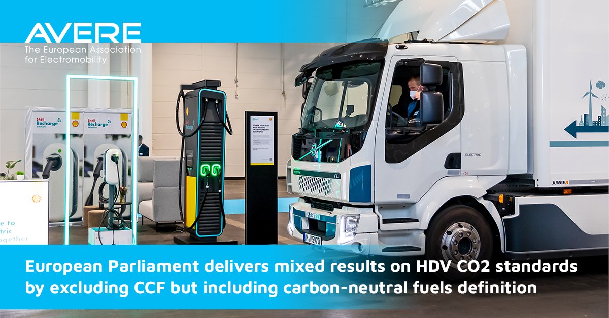 ⚡📢 #AVERE regrets today's vote results in Plenary on the #HDV CO2 standards, which features the inclusion of carbon neutral fuels. The potential inclusion of these fuels could:

👉 Create uncertainty over investments, benefitting non-EU manufacturers that have already invested