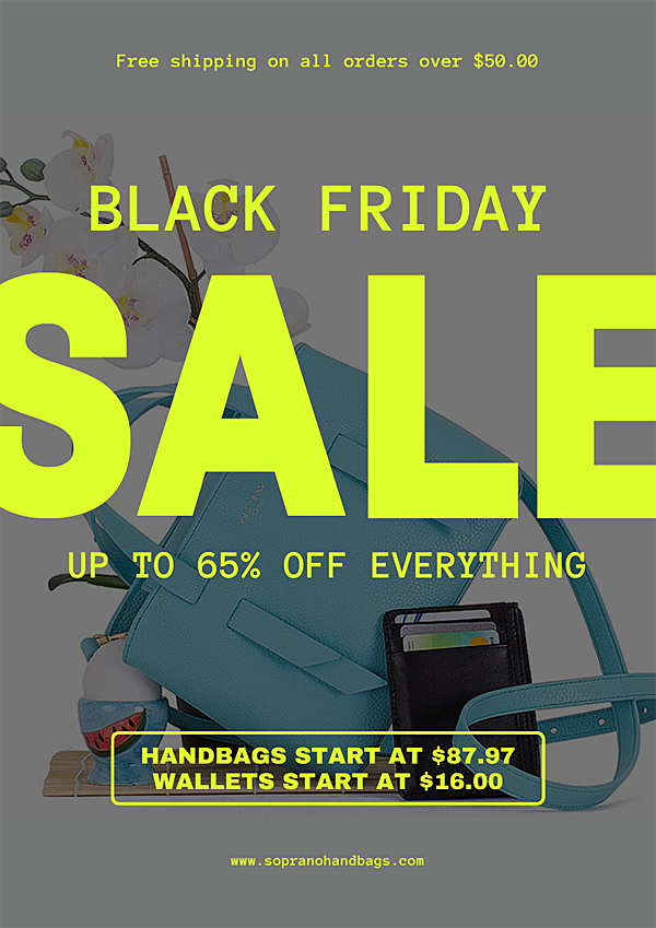 SopranoHandbags's tweet photo. The BIGGEST SALE of the year is on!
Save up to 65% on everything - and we mean E..V..E..R..Y..T..H..I..N..G!
Free shipping for orders over $50.00.
Sale ends Nov. 27, 2023.
Shop BLACK FRIDAY SALE >> https://t.co/WOqPzqDYdv https://t.co/SXCAV2qwgX