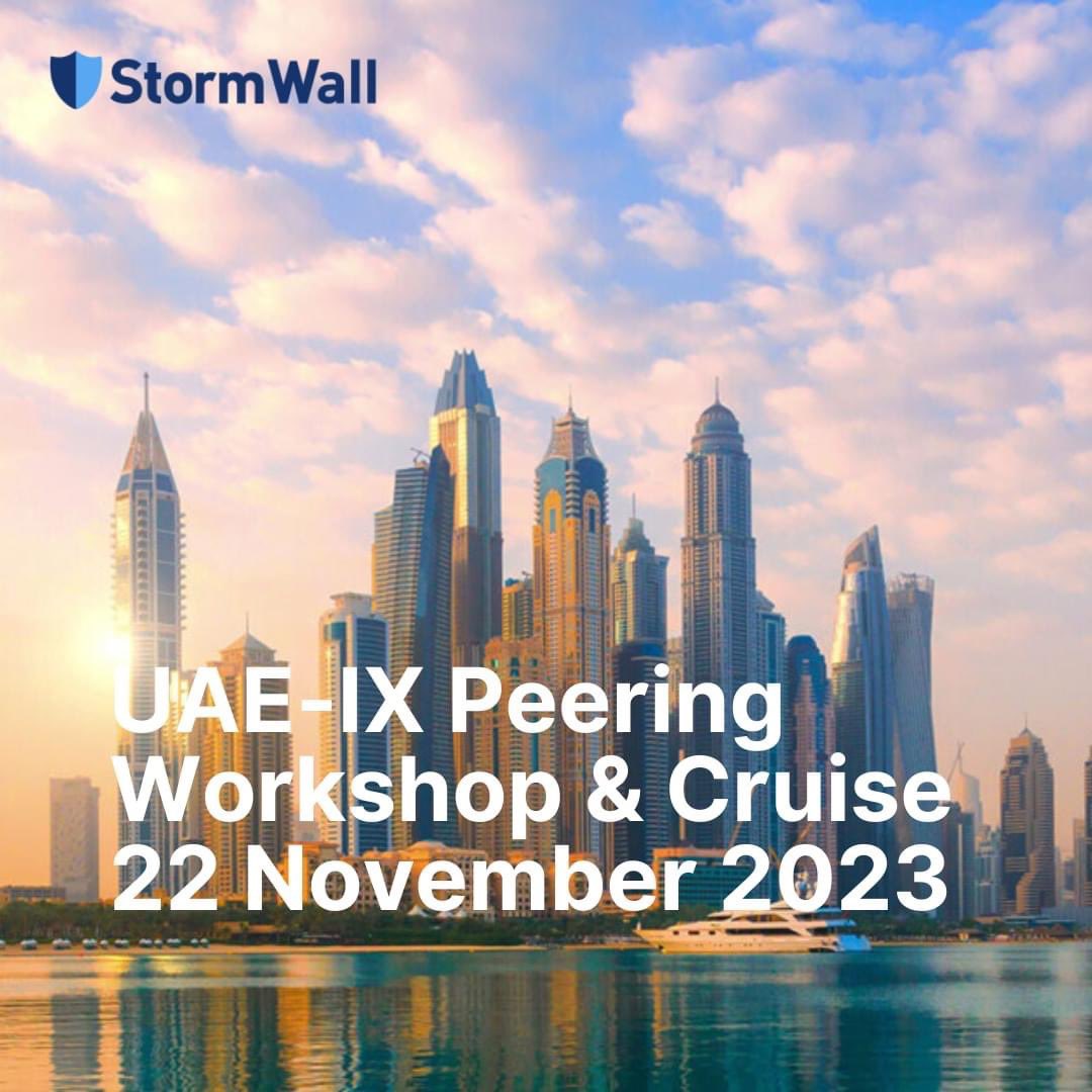 stormwall_net's tweet photo. StormWall is heading to UAE-IX Peering Workshop &amp; Cruise on 22 November 2023

We’ll be happy to meet you tomorrow and tell all about our comprehensive solutions for DDoS protection.

Find StormWall at Dubai Marina hotel. See you there!
#uaeix #decix #peering #ddos #ddosprotection https://t.co/WTu4zcj622