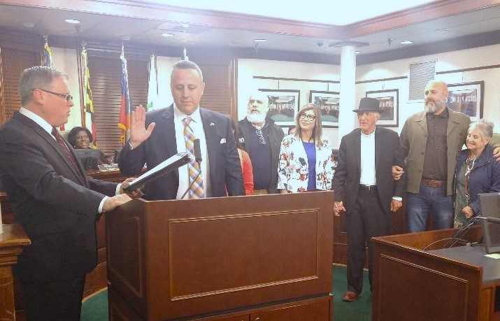 Yamil Hernandez, sworn in last night as the newest member of the Gaithersburg City Council, with family members attending. He will be an excellent councilman.