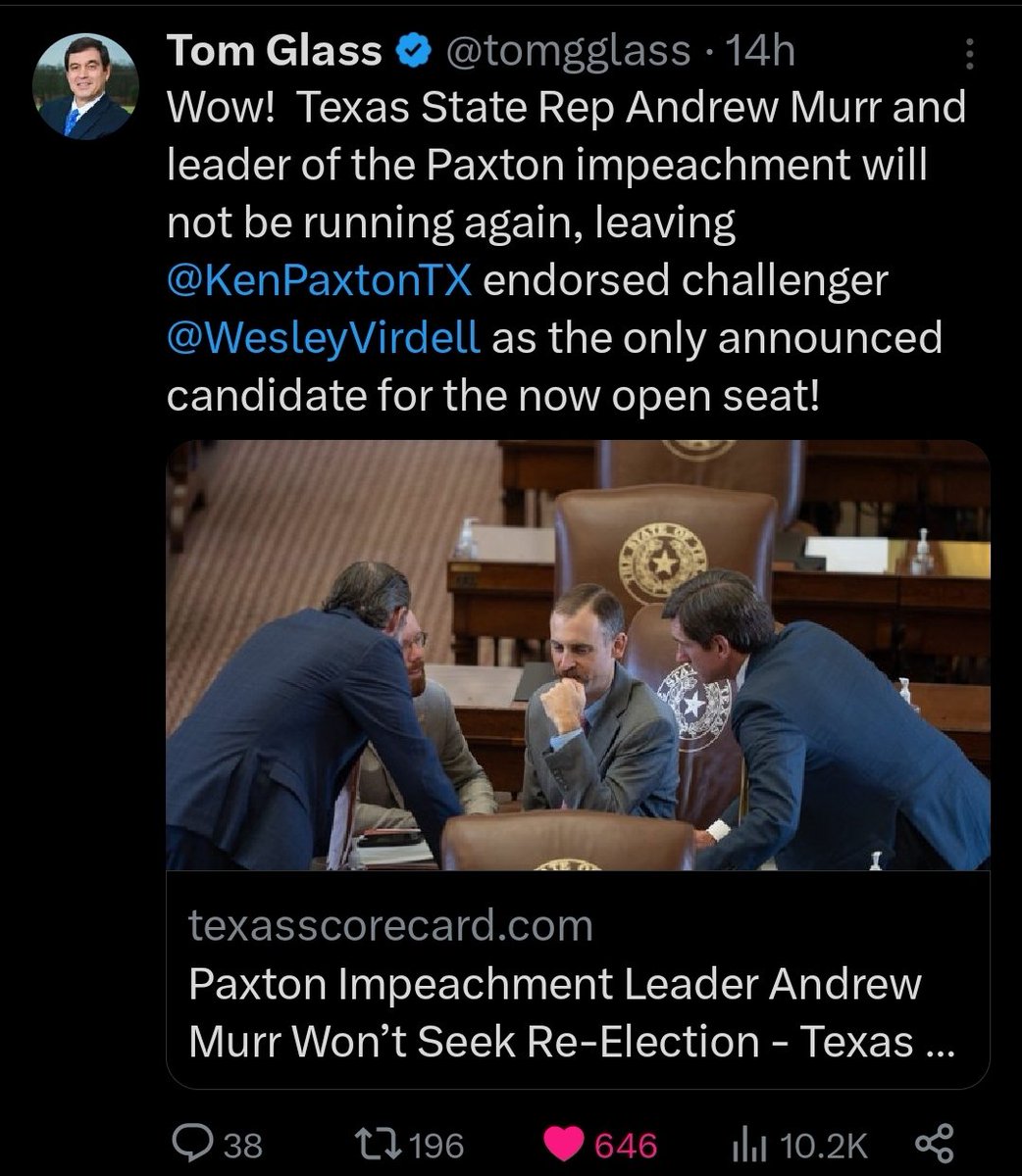 DeanRoss34's tweet image. Let's hope @WesleyVirdell wins this seat. He is a Texas First Pledge Candidate. 

Check to see if your candidate is a Texas First candidate. #Texit

Taketexasback.com