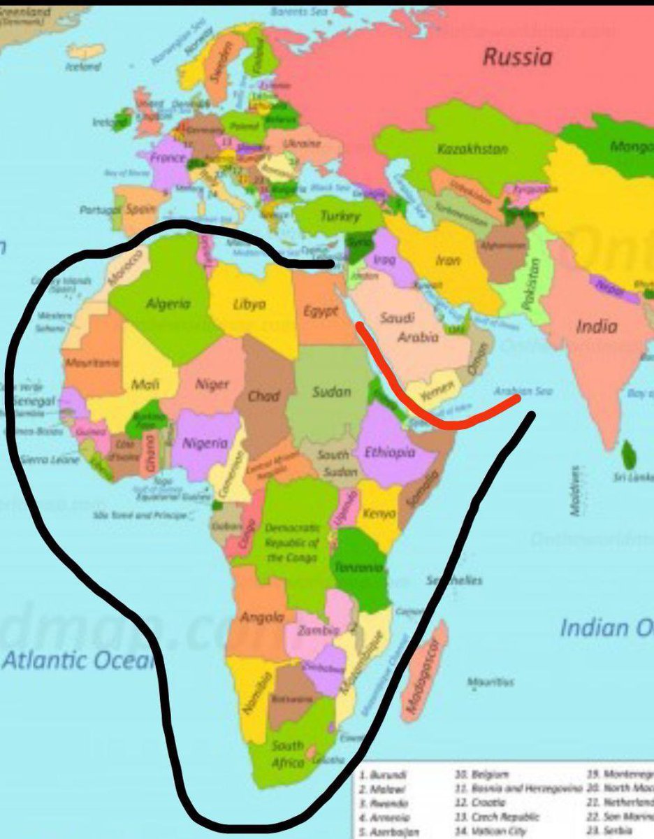 Así será la ruta que tendrán que tomar los barcos de #Israel desde hoy en adelante (línea negra). Todos los barcos de origen israelí que pasen por el Mar Rojo serán interceptados por Yemen.

La línea roja representa la antigua ruta. La línea negra representa la ruta que tendrán