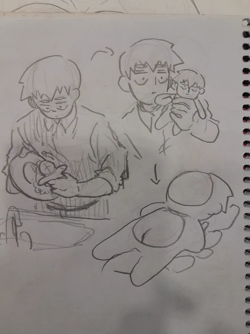 I had a weird dream- using reigen plush as sponge to wash pans and dishes- scrubbed so much the first layers of the plush started to go off 