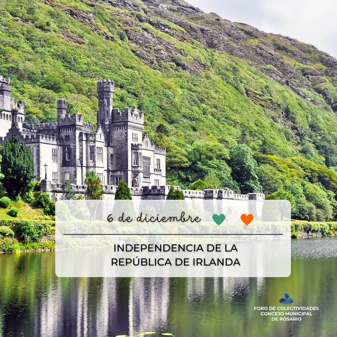ForoColect's tweet photo. #6dediciembre
Independencia de la República de #Irlanda
Desde el Foro de Colectividades saludamos a las y los integrantes de la colectividad irlandesa de #Rosario!👏 https://t.co/Cn3aGIbRGv