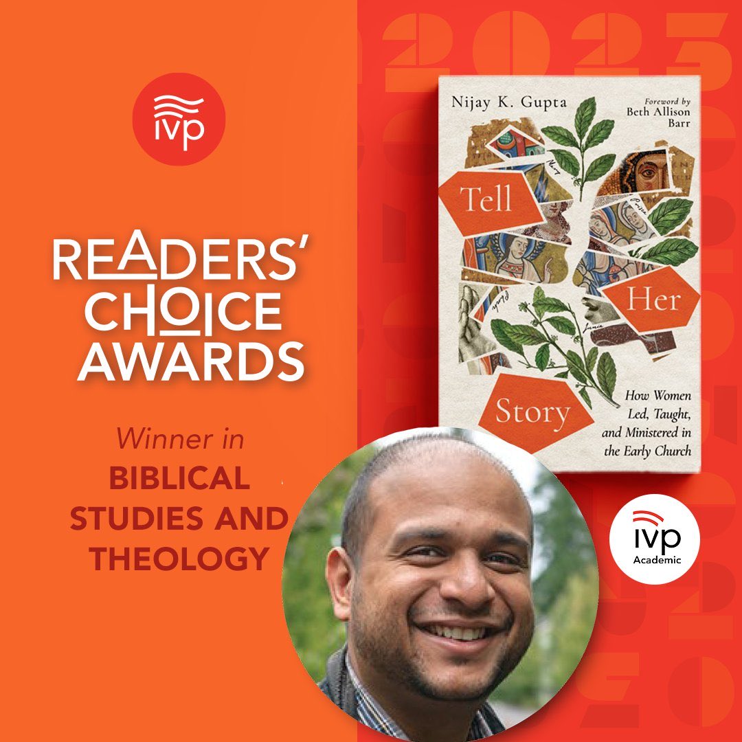 Congrats to @NijayKGupta on winning the hearts of his readers with Tell Her Story, <a href="/ivpress/">InterVarsity Press</a> Reader’s Choice Award winner in the biblical studies and theology category. IVP readers are smart!