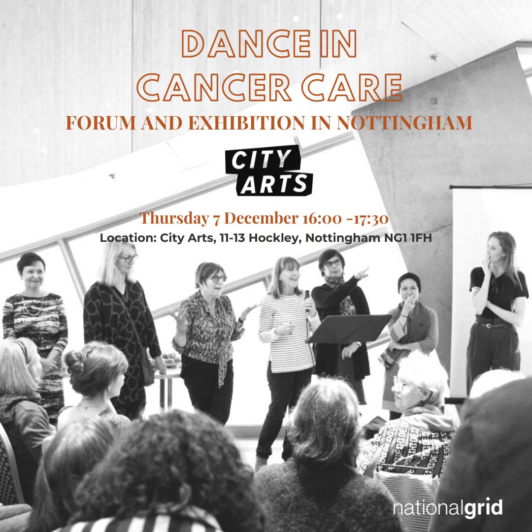 City Arts is hosting a forum discussion by @movedancefeel. It explores the powerful role that dance can play supporting women’s wellbeing during and after #cancer treatment.

📅 4 - 5:30pm, 7 Dec 2023
📌 City Arts, 11-13 Hockley, NG1 1FH
🎟 FREE 🔗 city-arts.org.uk/event/21877/da…