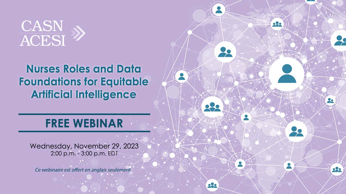 CASN43's tweet photo. Last chance! Join the Lunch &amp; Learn free webinar “Nurses Roles and Data Foundations for Equitable and Artificial Intelligence" on Nov. 29. Theme: Use of machine learning, artificial intelligences &amp; big data- Implications for #nursing research &amp; education. https://t.co/9ZAMh6oCop https://t.co/OREflnlEKu