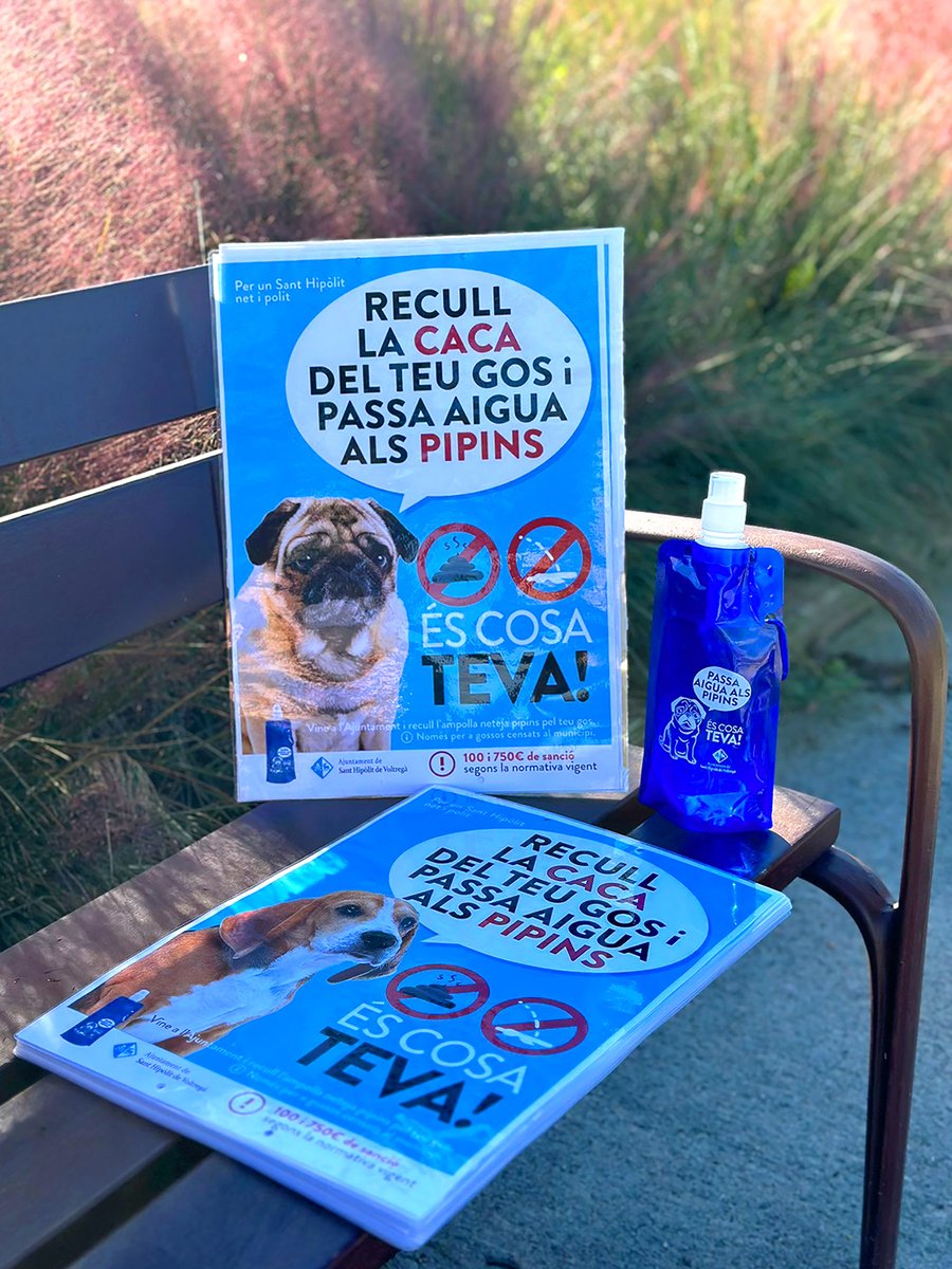 ajSantHipolit's tweet photo. 🐕 Engeguem una campanya de civisme i sensibilització contra les #caques i #pipins dels #gossos.
💩 Recull la caca del teu gos i 💦 passa aigua als pipins.
👉 És cosa Teva!
ℹ️ Més info. al web de l'Ajuntament:
https://t.co/sqhmnCwWeH https://t.co/dEmKiz7y2i