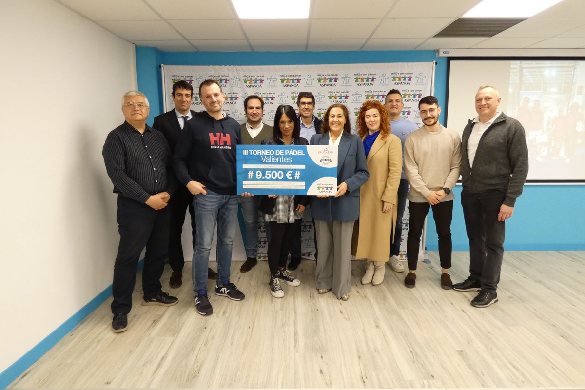 aspanoa's tweet photo. La 3ª edición del Torneo de Pádel Valientes ha
recaudado 9.500 € para la lucha contra el
cáncer infantil 🥎Los organizadores de este evento, David Pueyo y Alfredo Palomero, han visitado esta mañana nuestra sede acompañados de las empresas colaboradoras 🥰Gracias a todos💙💙 https://t.co/Rig2bZXa5g