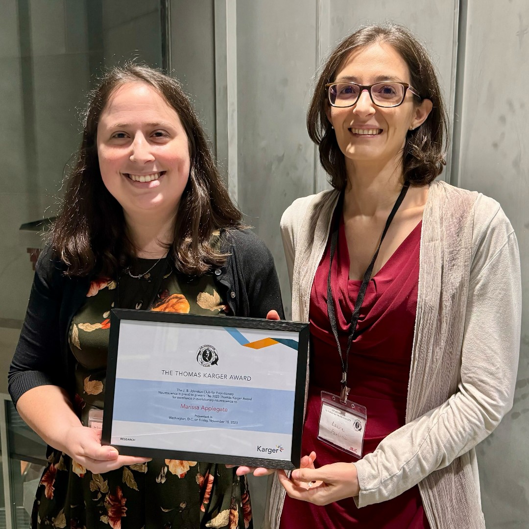 The 2023 #ThomasKargerAward for excellence in #EvolNeuro 🧠 goes to Marissa Applegate. Our heartfelt congratulations 🥳. The award was presented at the #JBJC2023, the annual meeting of the <a href="/JBJohnstonClub/">JB Johnston Club 🧠| #EvolNeuro</a>. 

Discover more: ow.ly/O4qi50Q20CC
