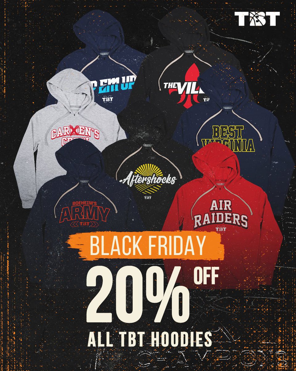 💲BLACK FRIDAY SALE💲

All signature TBT hoodies are 20% off for a limited time only! 

🔥🛒SHOP NOW BECAUSE THIS SALE WILL NOT LAST: breakingt.com/collections/th…