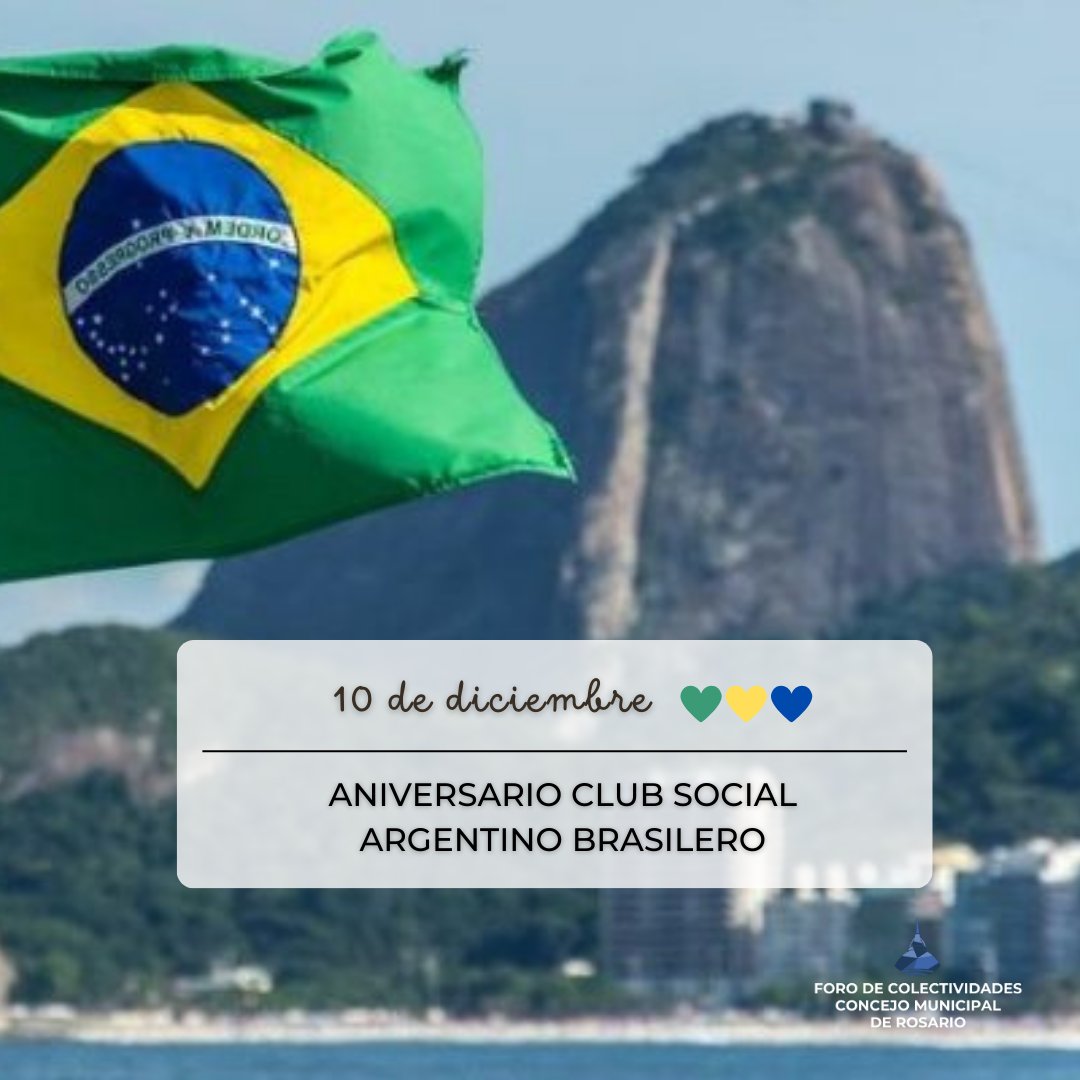 ForoColect's tweet photo. Desde el Foro de Colectividades saludamos a las y los integrantes del Club Social Argentino Brasileño de #Rosario en su aniversario ¡Felicidades! 👏 https://t.co/Ak79himhkM