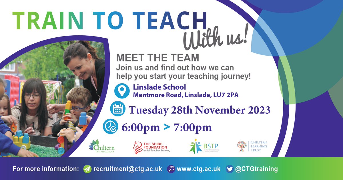 People of #LeightonBuzzard... we want you!

Are you interested in training to teach with an Outstanding provider? Why not drop in to <a href="/linsladeschool/">Linslade School</a> next Tuesday and chat to our team!

📅 Tuesday 28th November 2023
🕑 6:00pm - 7:00pm

Save the date!
