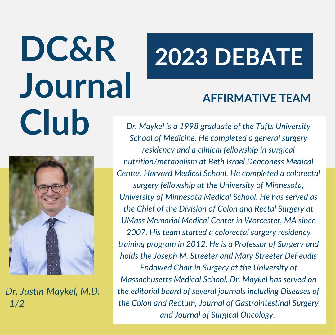 (1/2) Meet the affirmative team for our upcoming #DCRJournalClub debate on approaches to Low Rectal cancer, specifically abdominal vs transanal