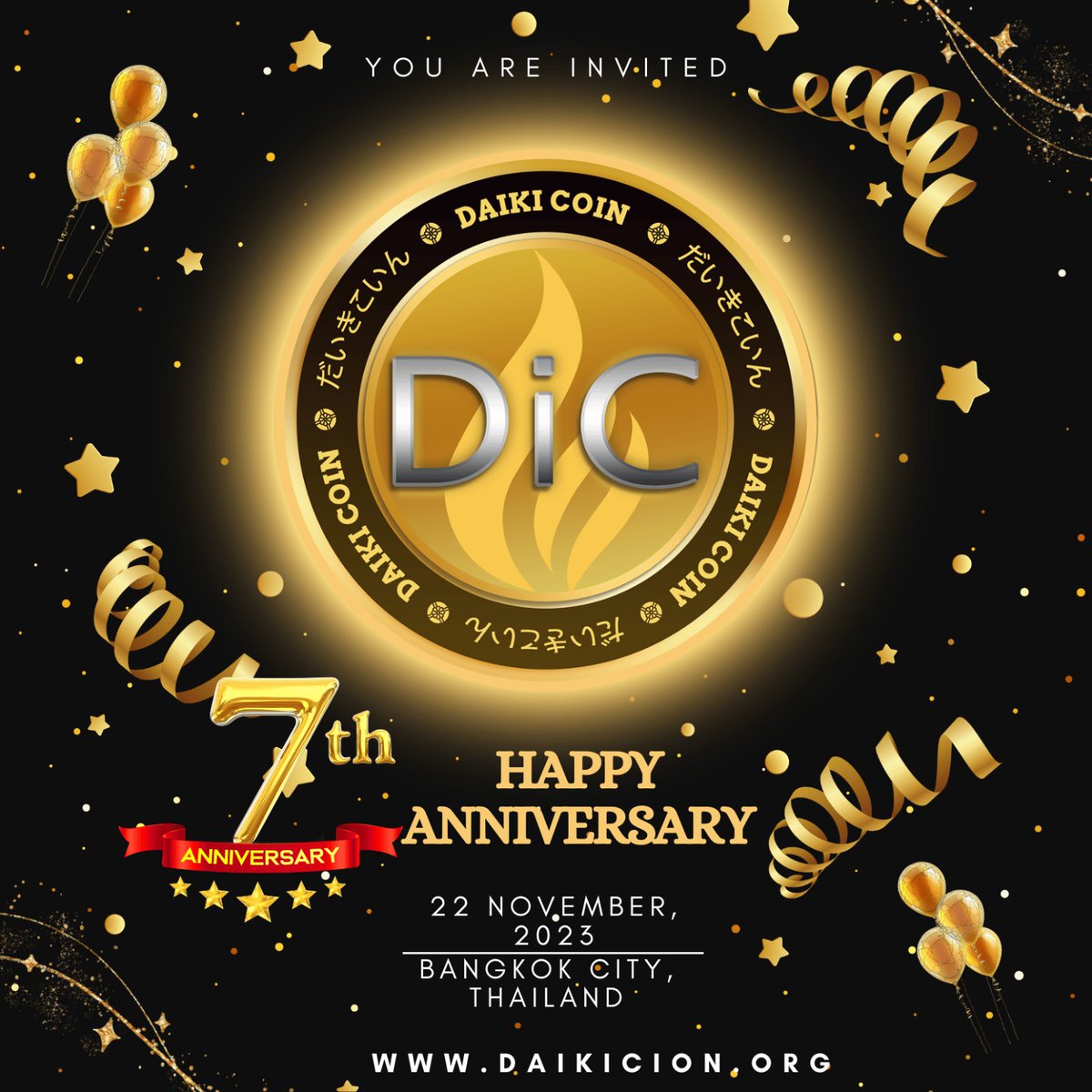 DaikicoinOrg's tweet photo. #CelebrationTour #7thyears #anniversary #daikicoin #DIC #Cryptocurency #cryptomarket #cryptoking @Suryaprasad369 @c0insbit @azbit_news @p2b_exchange @binance @cz_binance @CoinSwitch @CoinWOfficial @CoinbaseSupport @CoinbaseWallet @CoinbaseNews https://t.co/QOc66b7o4x