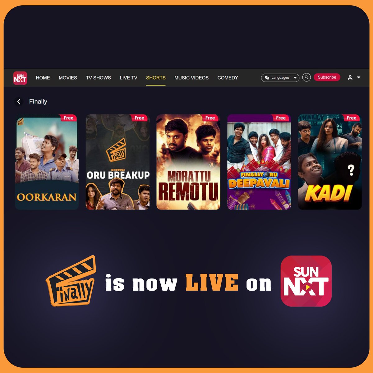 Finally is now LIVE on @sunnxt shorts 😍. Go check out ❤️ @divomovies #Finally #SunNXT