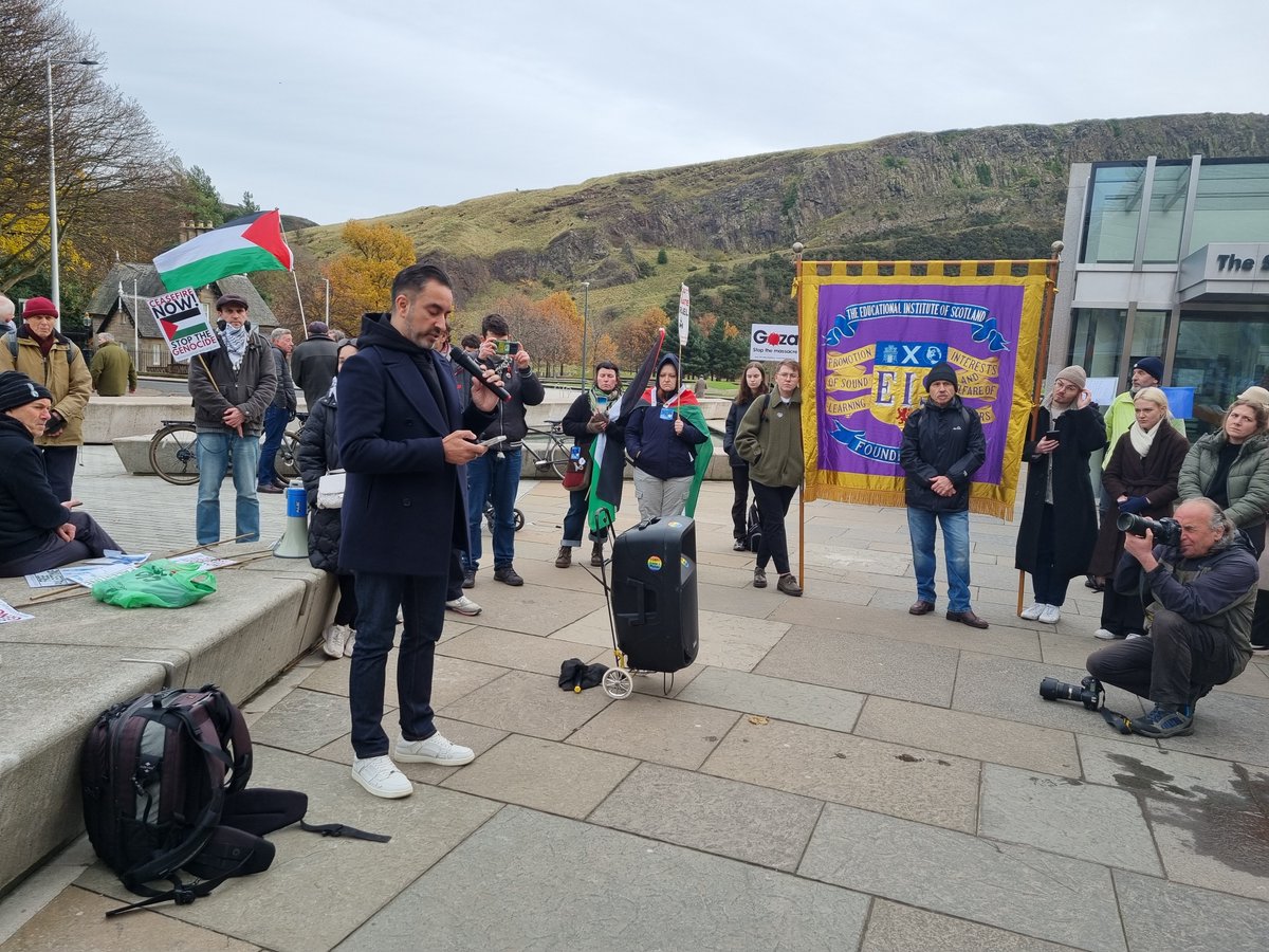 This afternoon the EIS attended a lobby <a href="/ScotParl/">Scottish Parliament</a>, with speakers including Aamer Anwar, in support of calls for an immediate ceasefire and an end to the siege of Gaza. The EIS has previously issued a statement on the escalation of violence in the region: eis.org.uk/latest-news/is…