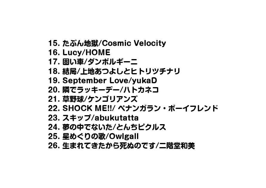 毎週火曜日 #はみへり (<a href="/hermiheri/">Hermit Heritage ハーミット・ヘリテイジ</a>) の
サクラマコトのトンチキ配信。

11月21日（火）今夜の縛りテーマは「桜坂ASYLUM2023」でした。

キトゥンで始まってOwlgallで終わるが一番美しいんだけど今回は二階堂和美さんのライブの衝撃がすごすぎてセトリはこうなった。
はみへりで思い蘇り普通に泣いた。