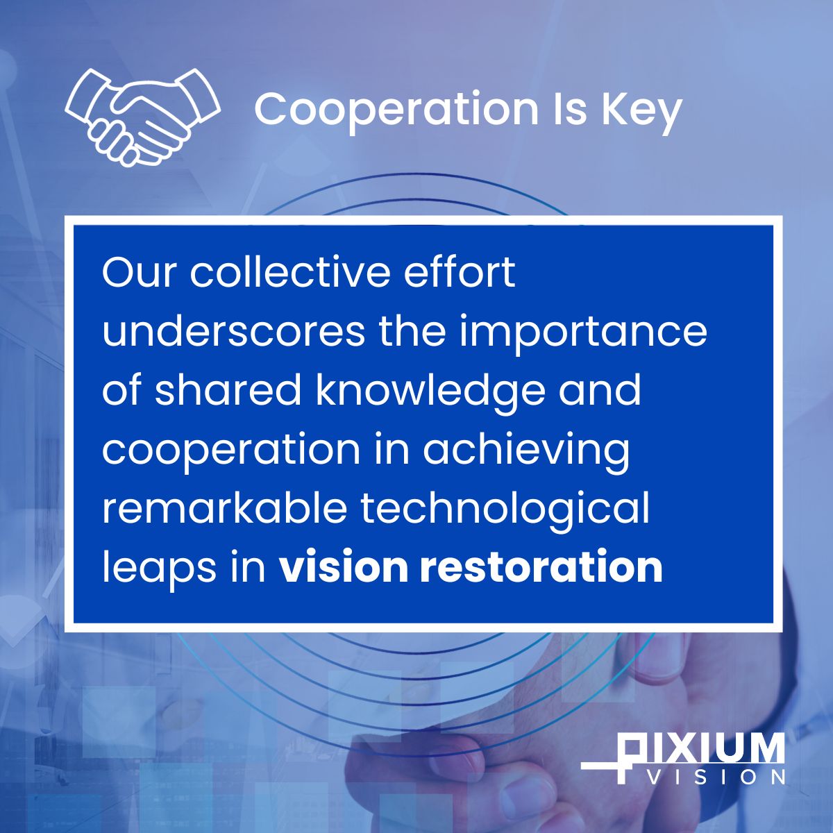 🌟👁️ Pixium's tech aims to restore vision in retinal diseases, thanks  to global collaboration.

Cooperation is Key🌐.

#Innovation #EyeHealth #MedicalResearch