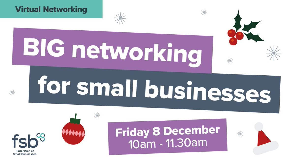 FSB BIG networking is back!

Book your free space now to:
⭐️Network with entrepreneurs from across the UK
⭐️Have a chance to win a luxury hamper
⭐️Hear from Olympic Gold Medal winner Ben Hunt-Davis (MBE)

Sign up now: go.fsb.org.uk/BigNetworkingW…

#FSBbigNetwork #SmallBusinessBigIdeas