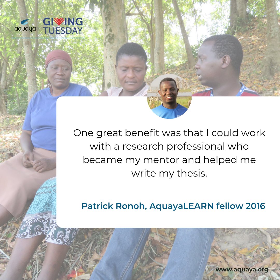 Aquaya's tweet photo. "It is inspiring to witness organizations like Aquaya bolstering local research and enhancing the capacity for data-driven decision-making, fostering a vision for Africa to achieve a secure, equitable, and sustainable water ecosystem."

Brian Mwangi, #AquayaLEARN fellow 2018. https://t.co/lnyNBRjcIV