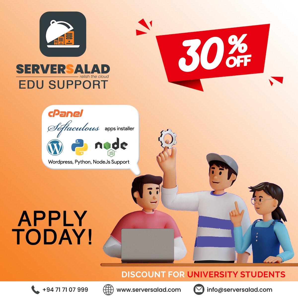 serversalad's tweet photo. Calling all university students! 🎓 

Enjoy a whopping 30% discount on our reliable and high-performance shared hosting services.

Visit https://t.co/goaoQZsWH0

#sharedhosting #hostingprovider #webhosting #genuinelicense #relishthecloud #sudentdscount #serversalad https://t.co/SO4JBZsvLL