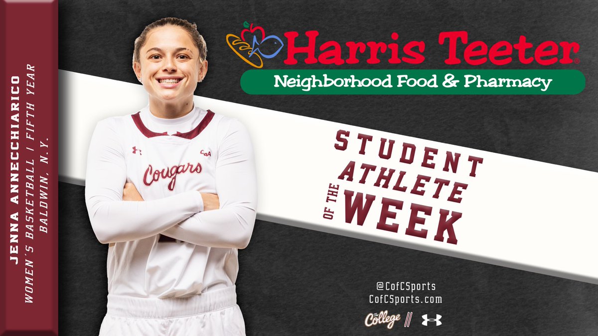 #TheCollege 🌴 (@cofcsports) on Twitter photo Down goes the assist record! After a breaking a record that stood since 1992, <a href="/CofCWBB/">Charleston Women’s Hoops</a>'s Jenna Annecchiarico is your Harris Teeter Student-Athlete of the Week!
🔗 bit.ly/434odJS
#TheCollege 🌴 Down goes the assist record! After a breaking a record that stood since 1992, <a href="/CofCWBB/">Charleston Women’s Hoops</a>'s Jenna Annecchiarico is your Harris Teeter Student-Athlete of the Week!
🔗 bit.ly/434odJS
#TheCollege 🌴