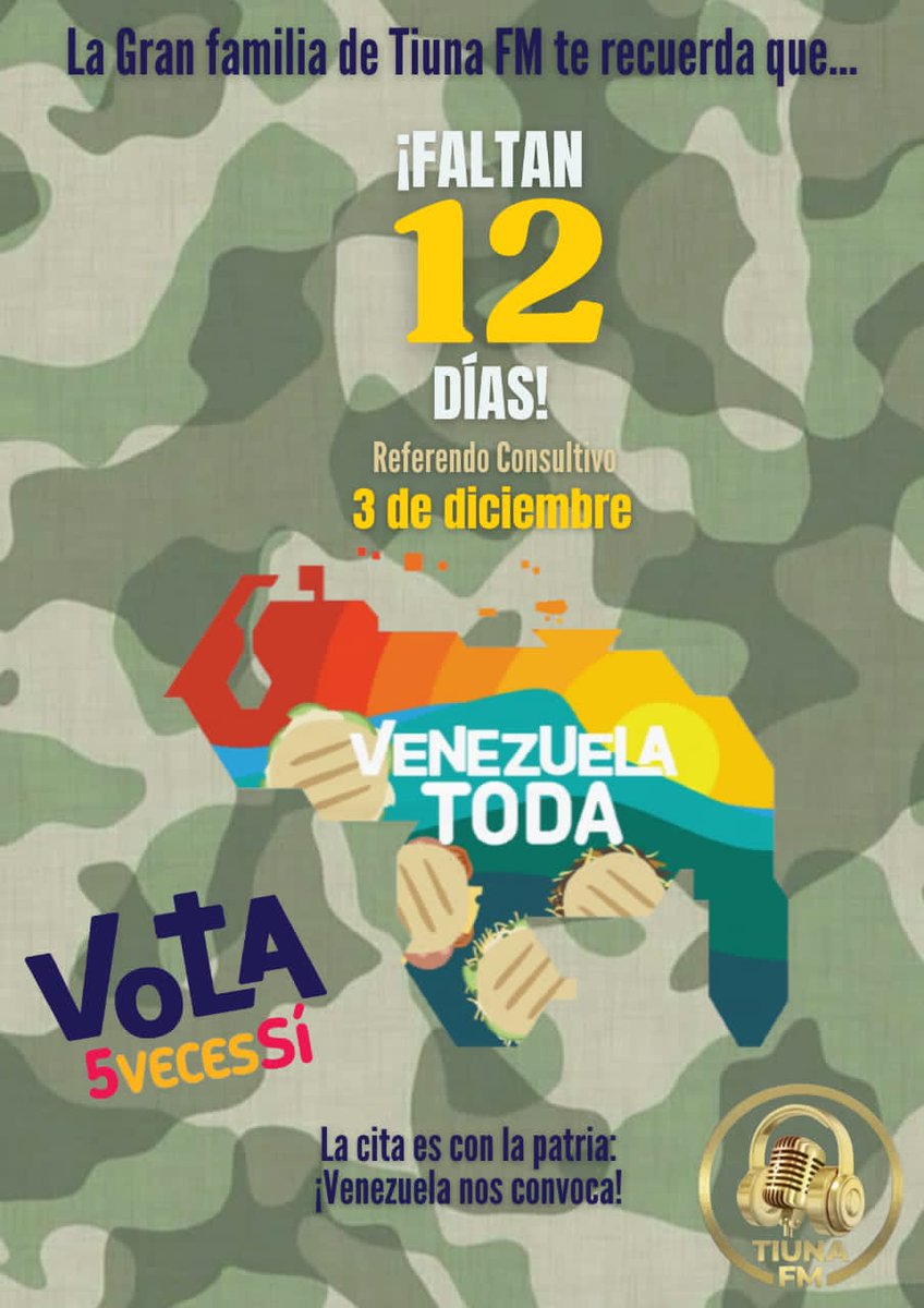 #Sólo faltan 12 días para ejercer tu compromiso con la Patria.🇻🇪
•
•
#Vamos al Referéndum 
#DefiendeElEsequibo