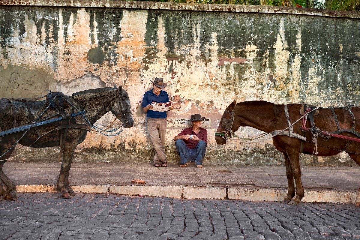 McCurryStudios's tweet photo. Two operators of horse-drawn taxis patiently await their initial customers at the beginning of a new day. Lambari, Brazil, 2010. https://t.co/Nx40rAtyLC