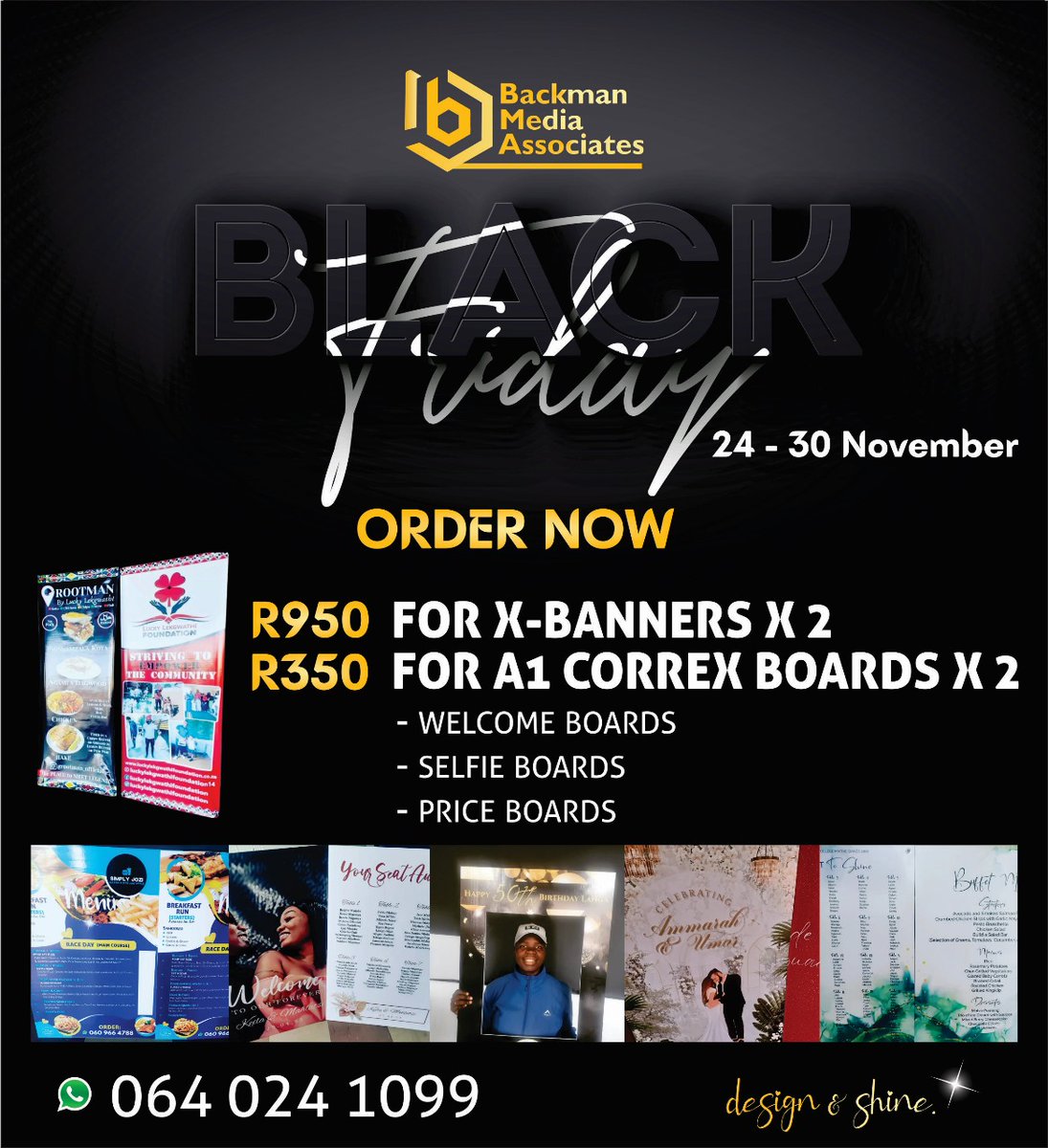 BackmanMedia's tweet image. 🥳 We are running a Black Friday Special on X-banners and A1 correx boards. 💃

Get in touch with us and place your orders today. 😊

#designNshine 🌈🥰🌞⭐🌟💖

#blackfriday #correxboards #banners