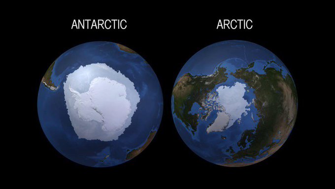 Difference between Arctic and Antarctic : The Arctic is a frozen ocean surrounded by landmasses and The Antarctic is a frozen landmass surrounded by ocean .