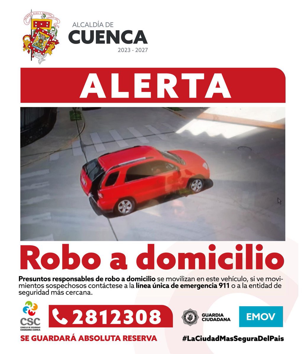 MunicipioCuenca's tweet photo. 🚨 #ALERTA || Aquí nos cuidamos todos contra la #inseguridad 

No vamos a permitir que la #delincuencia se tome nuestra ciudad. Si reconoces a uno de estos presuntos antisociales, denúncialos

Juntos hacemos de Cuenca #LaCiudadMásSeguraDelPaís🇪🇨 https://t.co/HOb9txxwMA