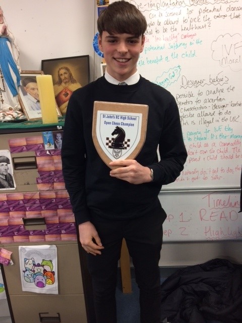 Congratulations to Callum Ward for winning this year's Open Chess tournament, defeating Kurt Noveros on time by the slimmest of margins - 7 seconds! Thanks to all 64 tournament contests and to all today's spectators. Well done to everyone involved. <a href="/StJohnsOfficial/">St John's RC High School</a>