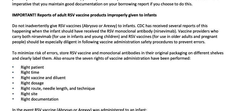 This season's rollout of new RSV shots hasn't been without its fumbles

Aside from shortage of Beyfortus *antibody shots* for babies

<a href="/CDCgov/">CDC</a> reports some have been incorrectly giving babies Abrysvo or Arexvy *vaccines*, which are only approved for adults

health.state.mn.us/people/immuniz…