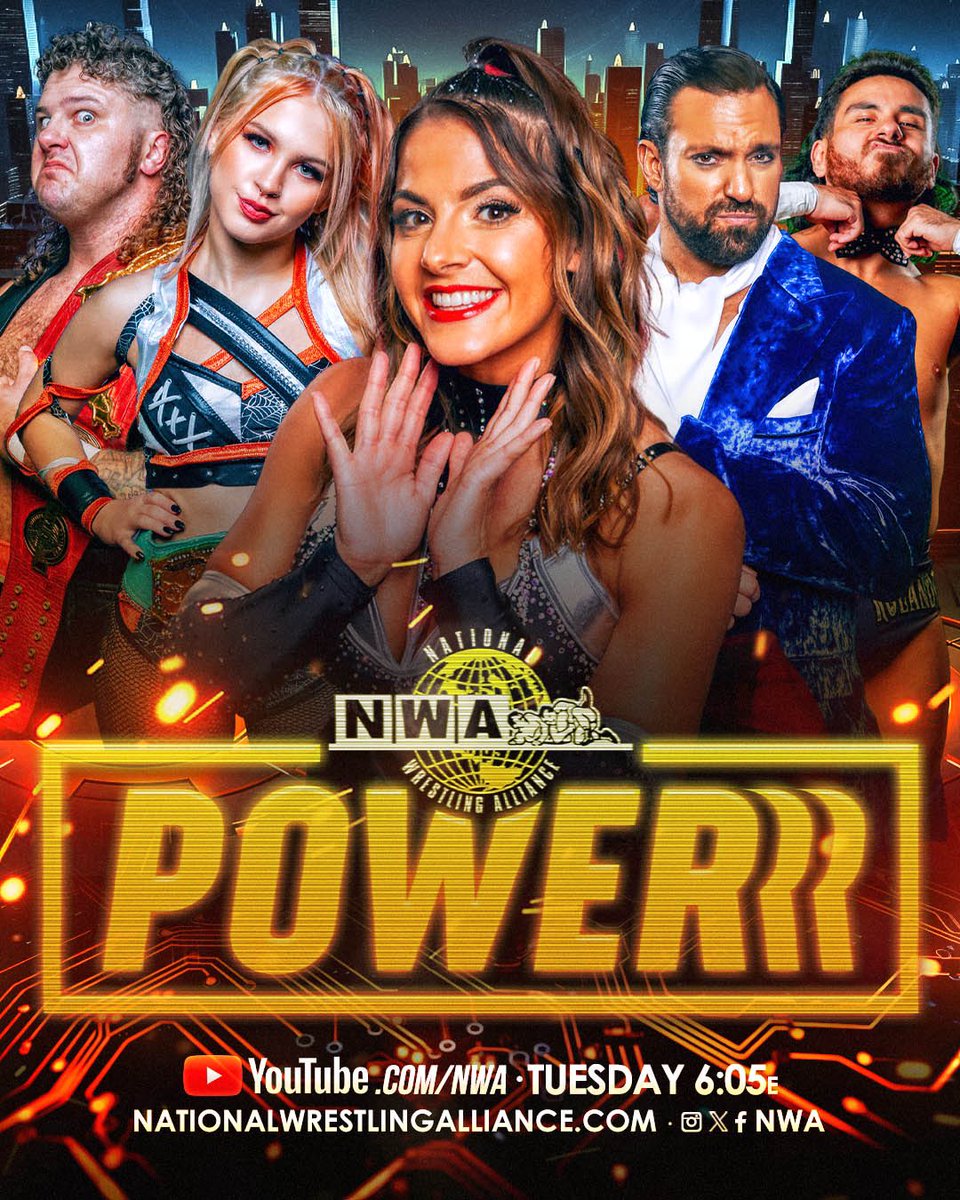 Tune into another YUGE episode of NWA Powerrr tonight at 6:05pm! 

Experience wrestling as it was meant to be with #NWAPowerrrr, Tuesdays at 6:05 pm est on YouTube or catch it on your own time anytime after!!!!
The National Wrestling Alliance: where history lives, and legends are…