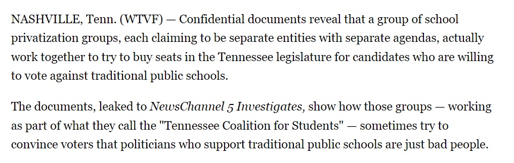 In which leaked docs reveal that charter school privatization and voucher school privatization is actually the same thing. Thanks @NC5PhilWilliams newschannel5.com/news/newschann…