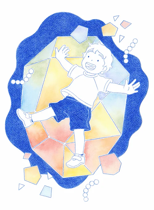 「てつお」  242×333mm 色鉛筆、水彩   COMIX3展より